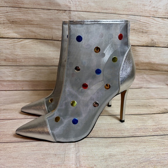 Katy Perry Collections Shoes - Katy Perry "The Jeffree" Mesh Cap-Toe Ankle Boots. Silver. 9.5